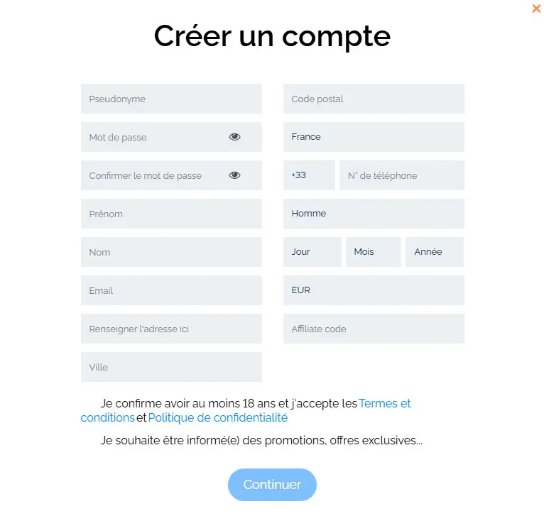 Processus d'inscription Space Fortuna Casino